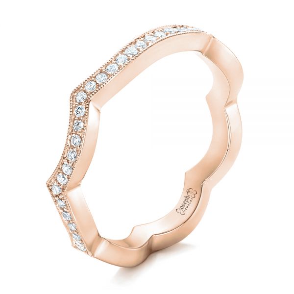 18k Rose Gold 18k Rose Gold Custom Diamond Wedding Band - Three-Quarter View -  102121