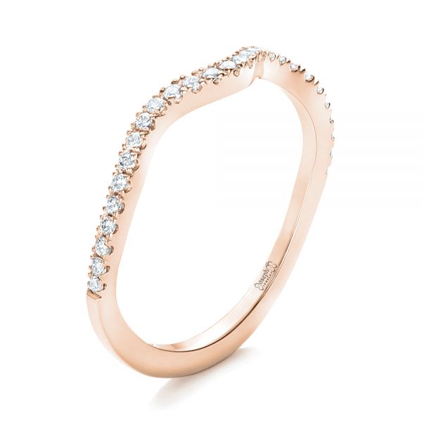 18k Rose Gold 18k Rose Gold Custom Diamond Wedding Band - Three-Quarter View - 102149