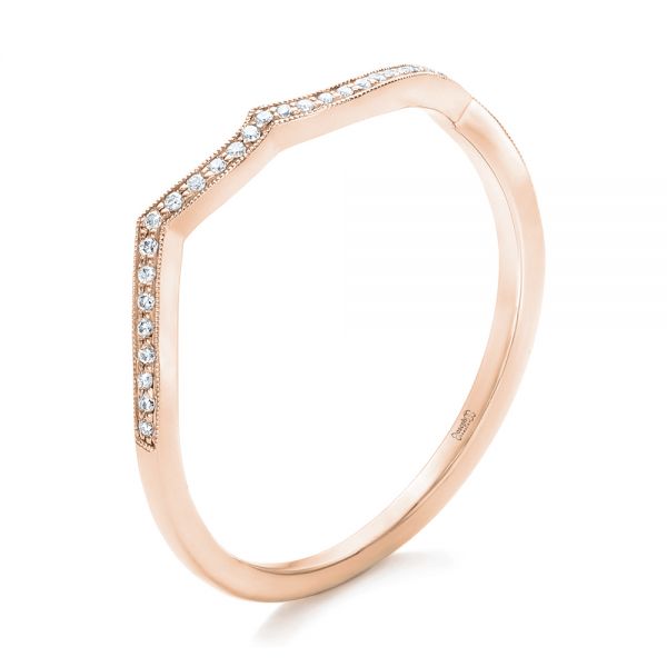 14k Rose Gold 14k Rose Gold Custom Diamond Wedding Band - Three-Quarter View -  102204