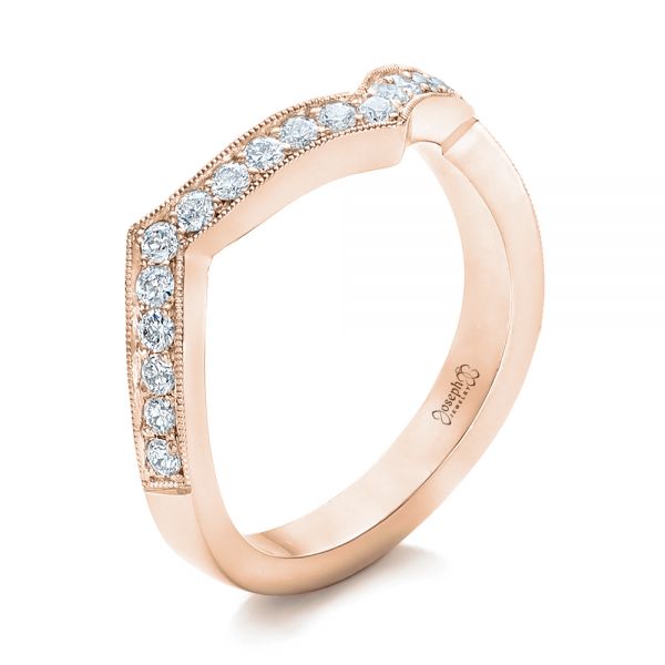 18k Rose Gold 18k Rose Gold Custom Diamond Wedding Band - Three-Quarter View -  102234