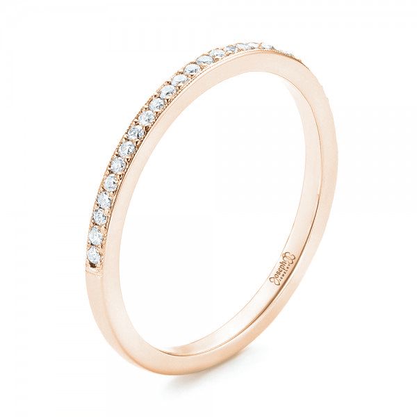 18k Rose Gold 18k Rose Gold Custom Diamond Wedding Band - Three-Quarter View -  102245