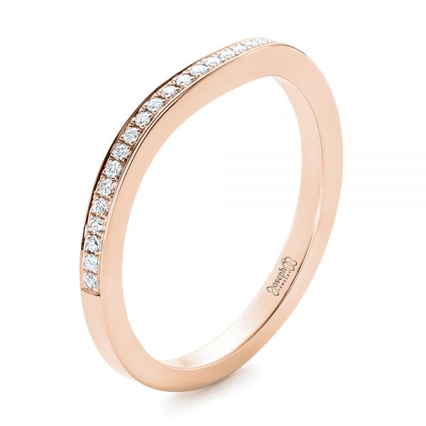 18k Rose Gold 18k Rose Gold Custom Diamond Wedding Band - Three-Quarter View -  102256