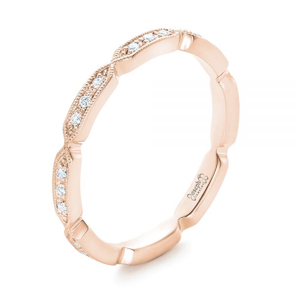 14k Rose Gold 14k Rose Gold Custom Diamond Wedding Band - Three-Quarter View -  102259