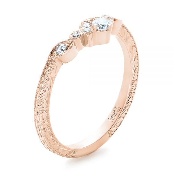 14k Rose Gold 14k Rose Gold Custom Diamond Wedding Band - Three-Quarter View -  102262