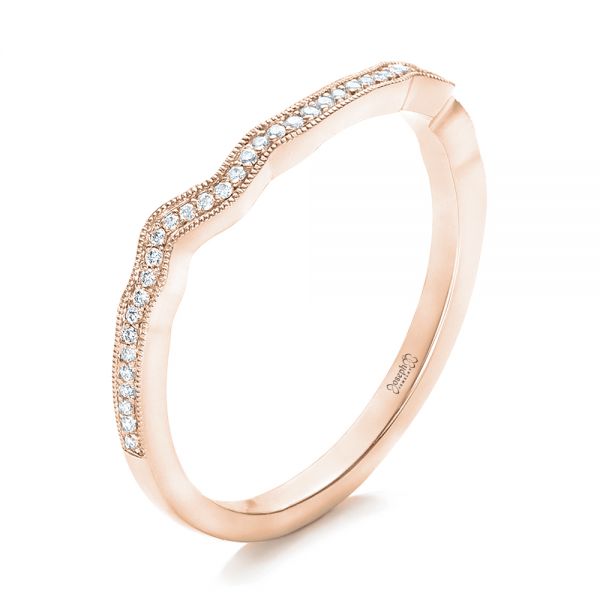 14k Rose Gold 14k Rose Gold Custom Diamond Wedding Band - Three-Quarter View -  102300