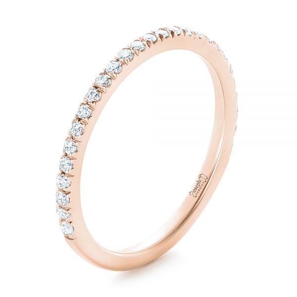 18k Rose Gold 18k Rose Gold Custom Diamond Wedding Band - Three-Quarter View -  102351