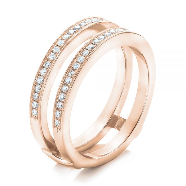 14k Rose Gold 14k Rose Gold Custom Diamond Wedding Band - Three-Quarter View -  102362