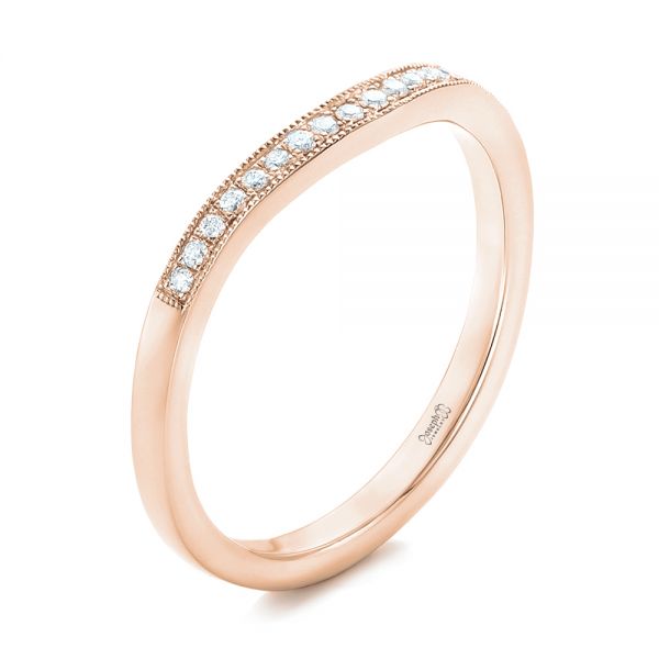 14k Rose Gold 14k Rose Gold Custom Diamond Wedding Band - Three-Quarter View -  102406