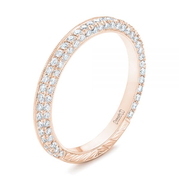 14k Rose Gold 14k Rose Gold Custom Diamond Wedding Band - Three-Quarter View -  102414