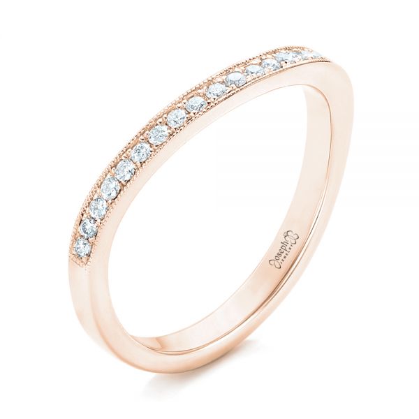 14k Rose Gold 14k Rose Gold Custom Diamond Wedding Band - Three-Quarter View -  102446