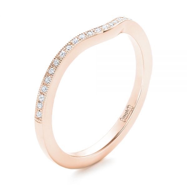 14k Rose Gold 14k Rose Gold Custom Diamond Wedding Band - Three-Quarter View -  102454