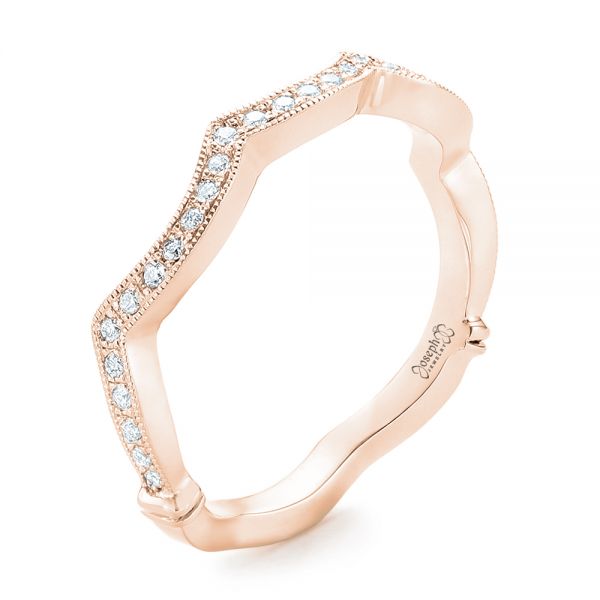 18k Rose Gold 18k Rose Gold Custom Diamond Wedding Band - Three-Quarter View - 102484