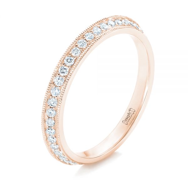 14k Rose Gold 14k Rose Gold Custom Diamond Wedding Band - Three-Quarter View -  102521