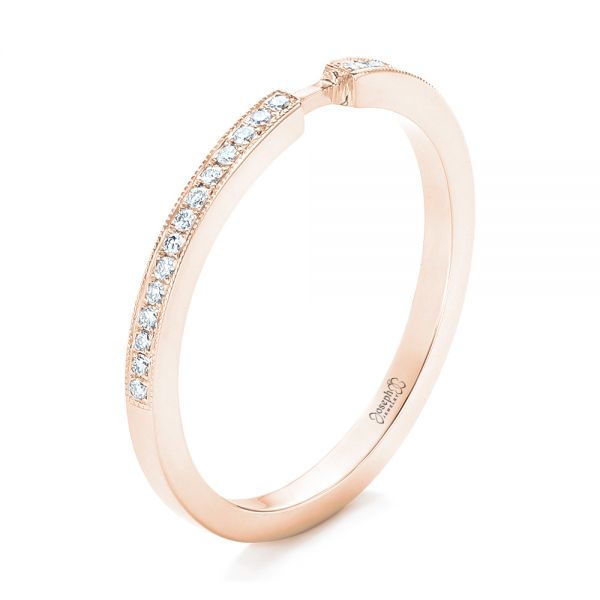 18k Rose Gold 18k Rose Gold Custom Diamond Wedding Band - Three-Quarter View -  102598