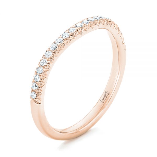 14k Rose Gold 14k Rose Gold Custom Diamond Wedding Band - Three-Quarter View -  102773