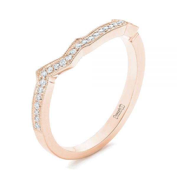 18k Rose Gold 18k Rose Gold Custom Diamond Wedding Band - Three-Quarter View -  102784