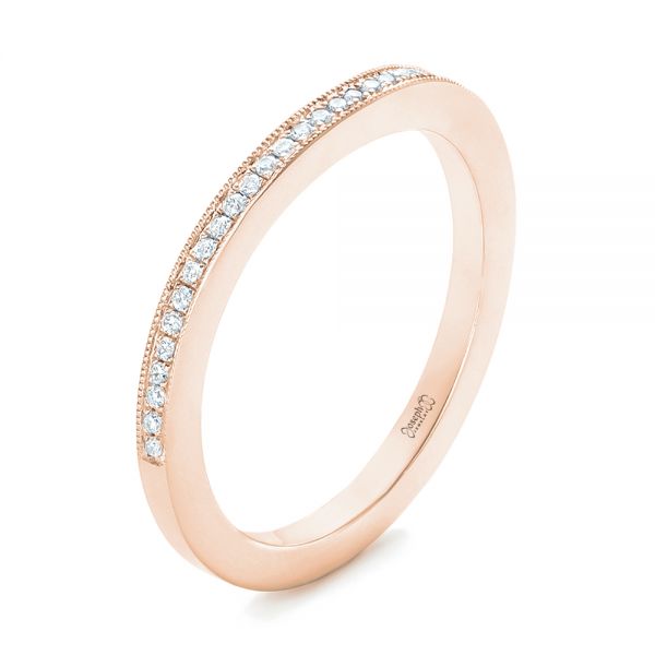 18k Rose Gold 18k Rose Gold Custom Diamond Wedding Band - Three-Quarter View - 102811