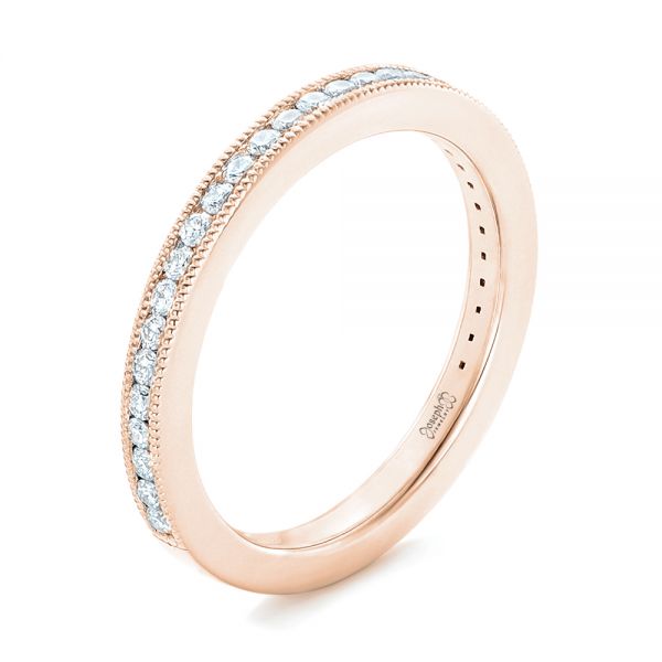 14k Rose Gold 14k Rose Gold Custom Diamond Wedding Band - Three-Quarter View -  102832