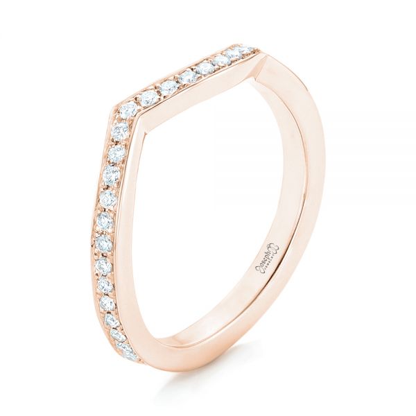 18k Rose Gold 18k Rose Gold Custom Diamond Wedding Band - Three-Quarter View -  102837