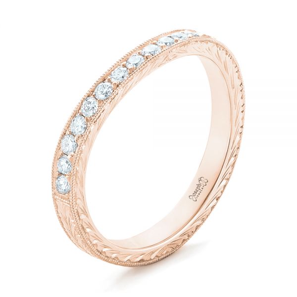 18k Rose Gold 18k Rose Gold Custom Diamond Wedding Band - Three-Quarter View -  102887