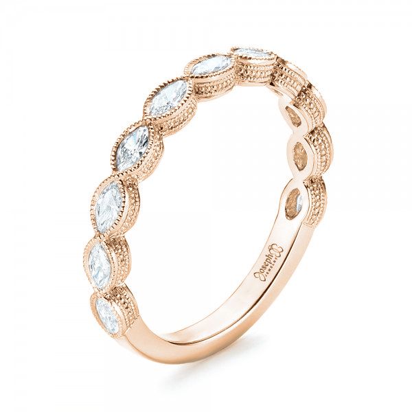 18k Rose Gold 18k Rose Gold Custom Diamond Wedding Band - Three-Quarter View - 103039