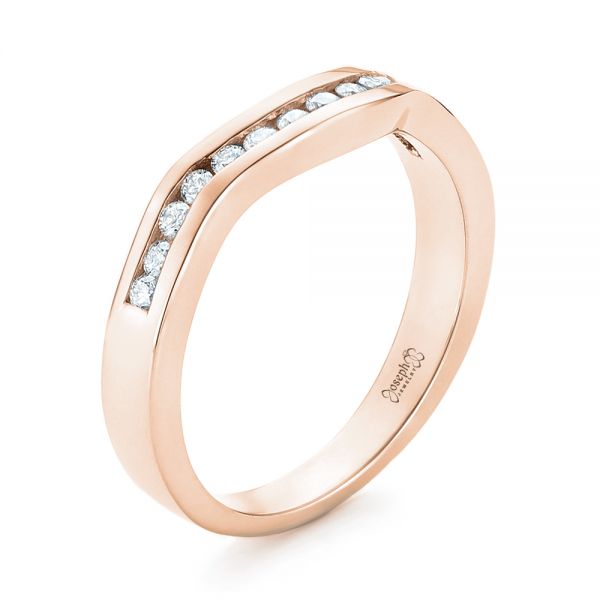 18k Rose Gold 18k Rose Gold Custom Diamond Wedding Band - Three-Quarter View -  103136