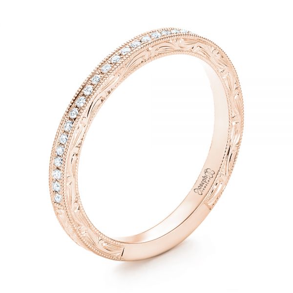 14k Rose Gold 14k Rose Gold Custom Diamond Wedding Band - Three-Quarter View - 103326