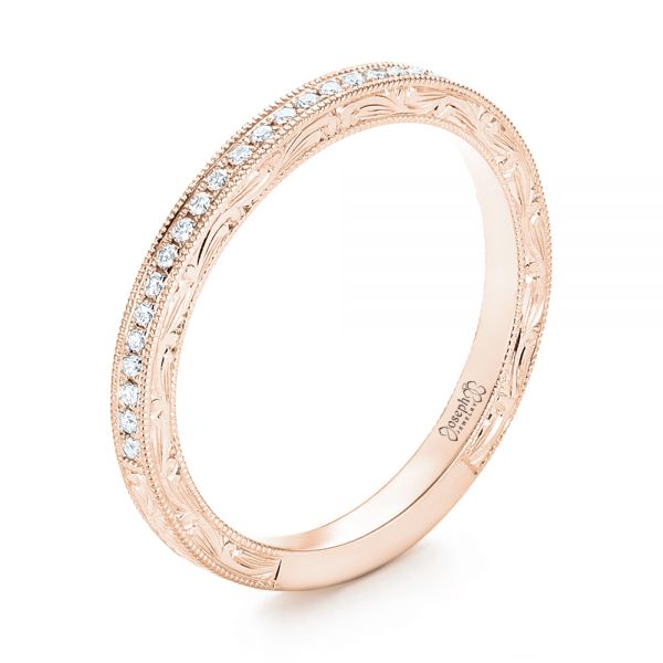 18k Rose Gold 18k Rose Gold Custom Diamond Wedding Band - Three-Quarter View -  103326