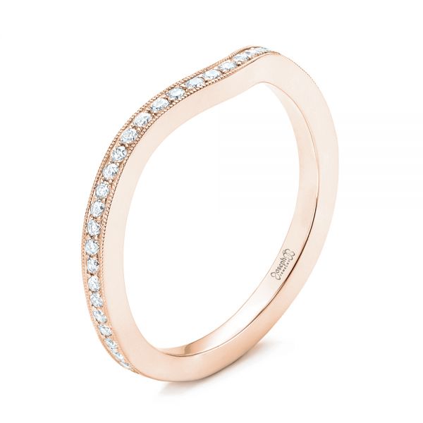 18k Rose Gold 18k Rose Gold Custom Diamond Wedding Band - Three-Quarter View -  103397