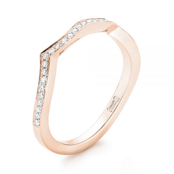 18k Rose Gold 18k Rose Gold Custom Diamond Wedding Band - Three-Quarter View -  103399