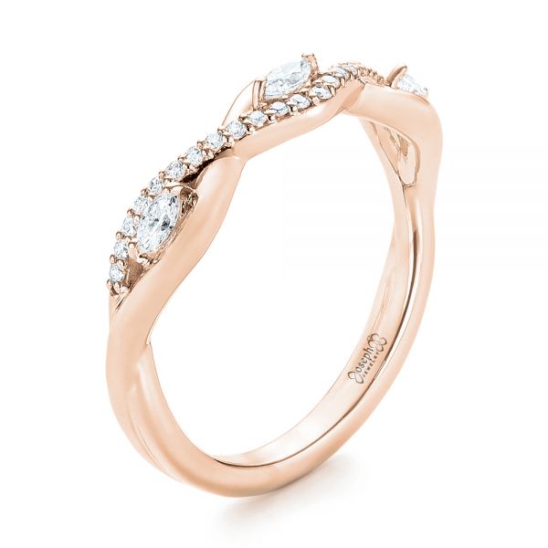 14k Rose Gold 14k Rose Gold Custom Diamond Wedding Band - Three-Quarter View -  103419