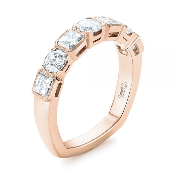 14k Rose Gold 14k Rose Gold Custom Diamond Wedding Band - Three-Quarter View -  103437