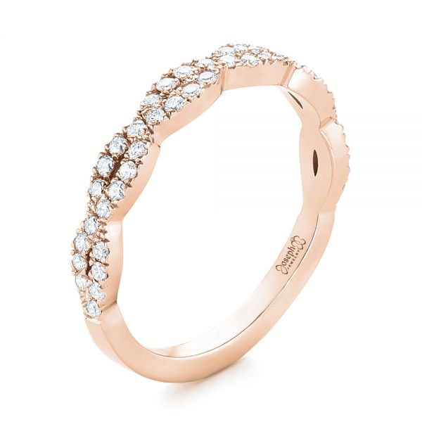 14k Rose Gold 14k Rose Gold Custom Diamond Wedding Band - Three-Quarter View -  103438