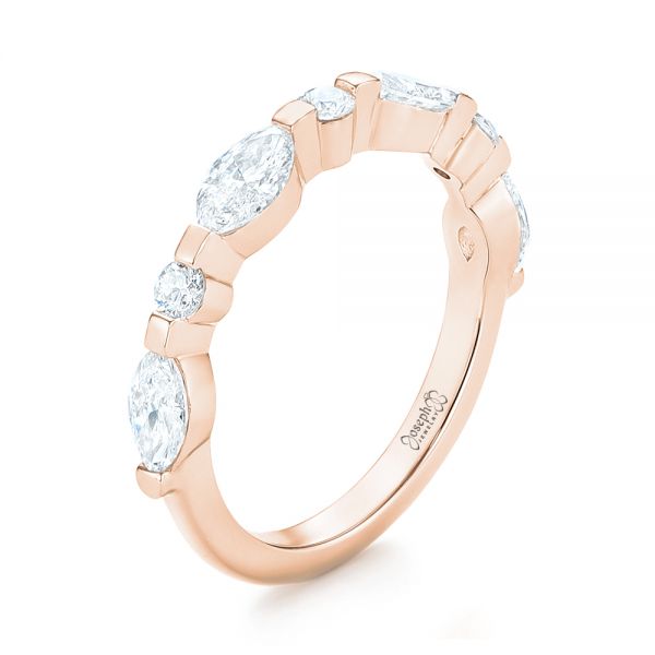 18k Rose Gold 18k Rose Gold Custom Diamond Wedding Band - Three-Quarter View -  103913