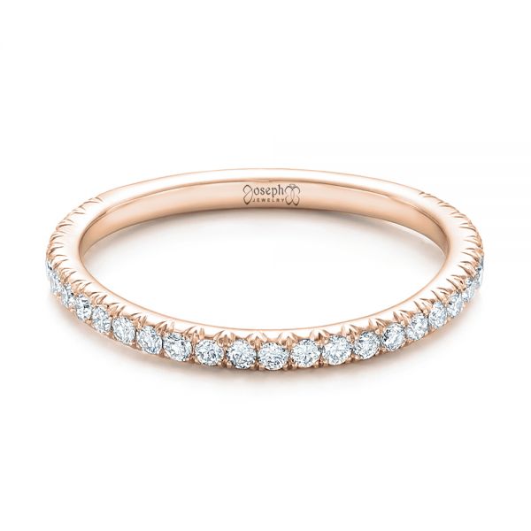 18k Rose Gold 18k Rose Gold Custom Diamond Wedding Band - Flat View - 102023
