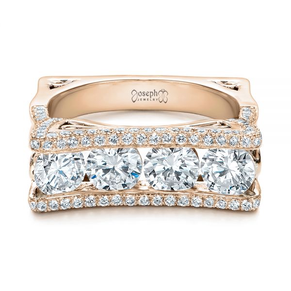 14k Rose Gold And 14K Gold 14k Rose Gold And 14K Gold Custom Diamond Wedding Band - Flat View - 102182