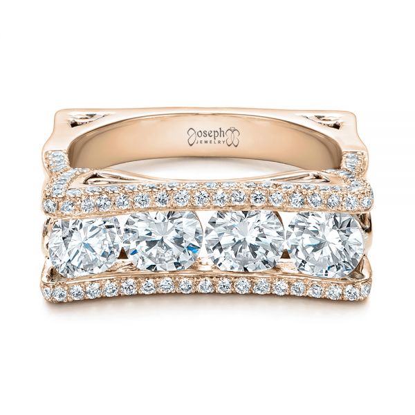 18k Rose Gold And Platinum 18k Rose Gold And Platinum Custom Diamond Wedding Band - Flat View -  102182