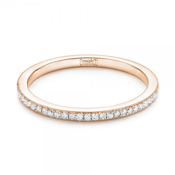 18k Rose Gold 18k Rose Gold Custom Diamond Wedding Band - Flat View - 102245