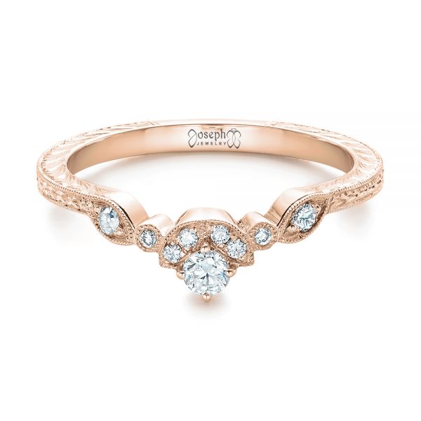 18k Rose Gold 18k Rose Gold Custom Diamond Wedding Band - Flat View -  102262