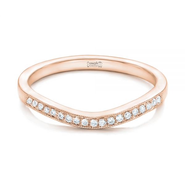 18k Rose Gold 18k Rose Gold Custom Diamond Wedding Band - Flat View -  102406
