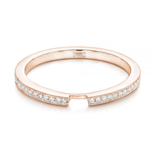 18k Rose Gold 18k Rose Gold Custom Diamond Wedding Band - Flat View -  102598