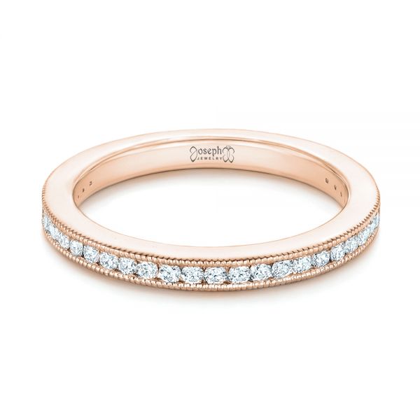 18k Rose Gold 18k Rose Gold Custom Diamond Wedding Band - Flat View -  102832