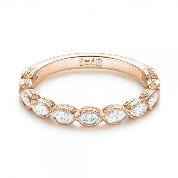 18k Rose Gold 18k Rose Gold Custom Diamond Wedding Band - Flat View - 103039