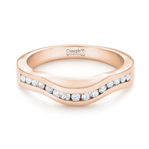 18k Rose Gold 18k Rose Gold Custom Diamond Wedding Band - Flat View -  103136