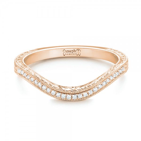18k Rose Gold 18k Rose Gold Custom Diamond Wedding Band - Flat View - 103145