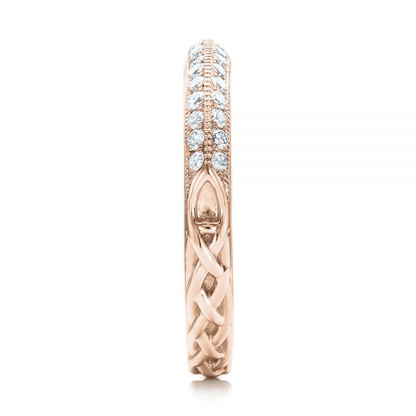 14k Rose Gold 14k Rose Gold Custom Diamond Wedding Band - Side View - 102051