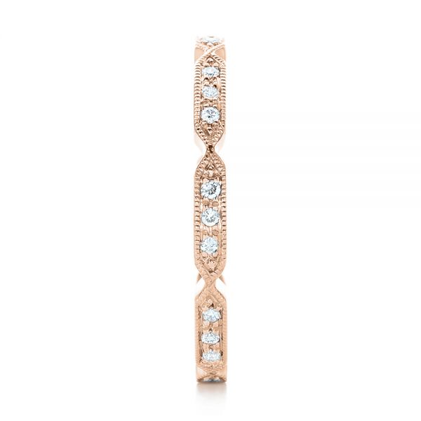 18k Rose Gold 18k Rose Gold Custom Diamond Wedding Band - Side View -  102259