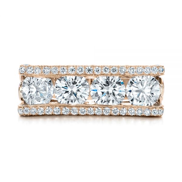 14k Rose Gold And 14K Gold 14k Rose Gold And 14K Gold Custom Diamond Wedding Band - Top View - 102182