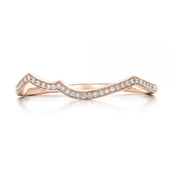 18k Rose Gold 18k Rose Gold Custom Diamond Wedding Band - Top View -  102204