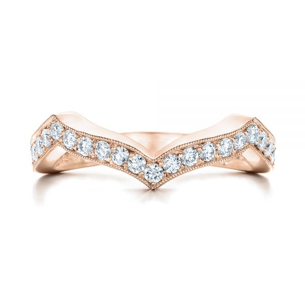 18k Rose Gold 18k Rose Gold Custom Diamond Wedding Band - Top View -  102234